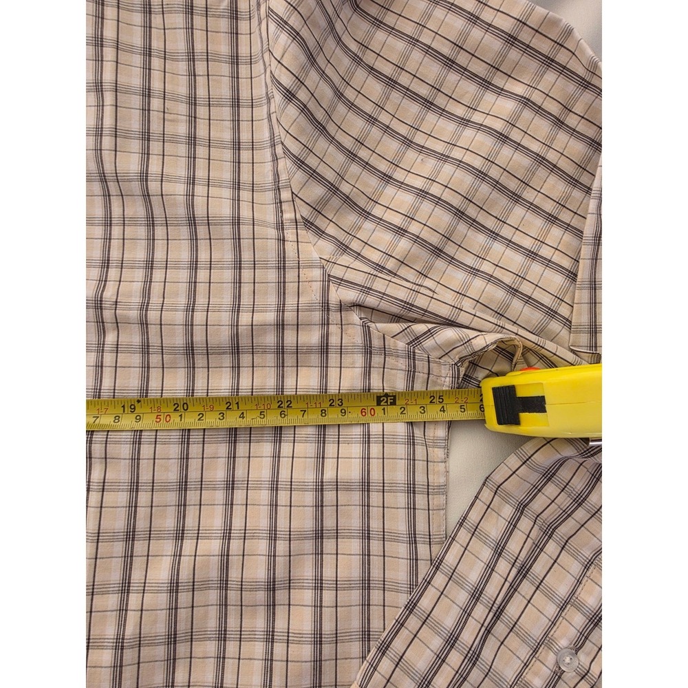 Haggar Mens Button Down Shirt XL NWT Natural Plaid All Day Comfort  Regular $60 - Picture 4 of 8
